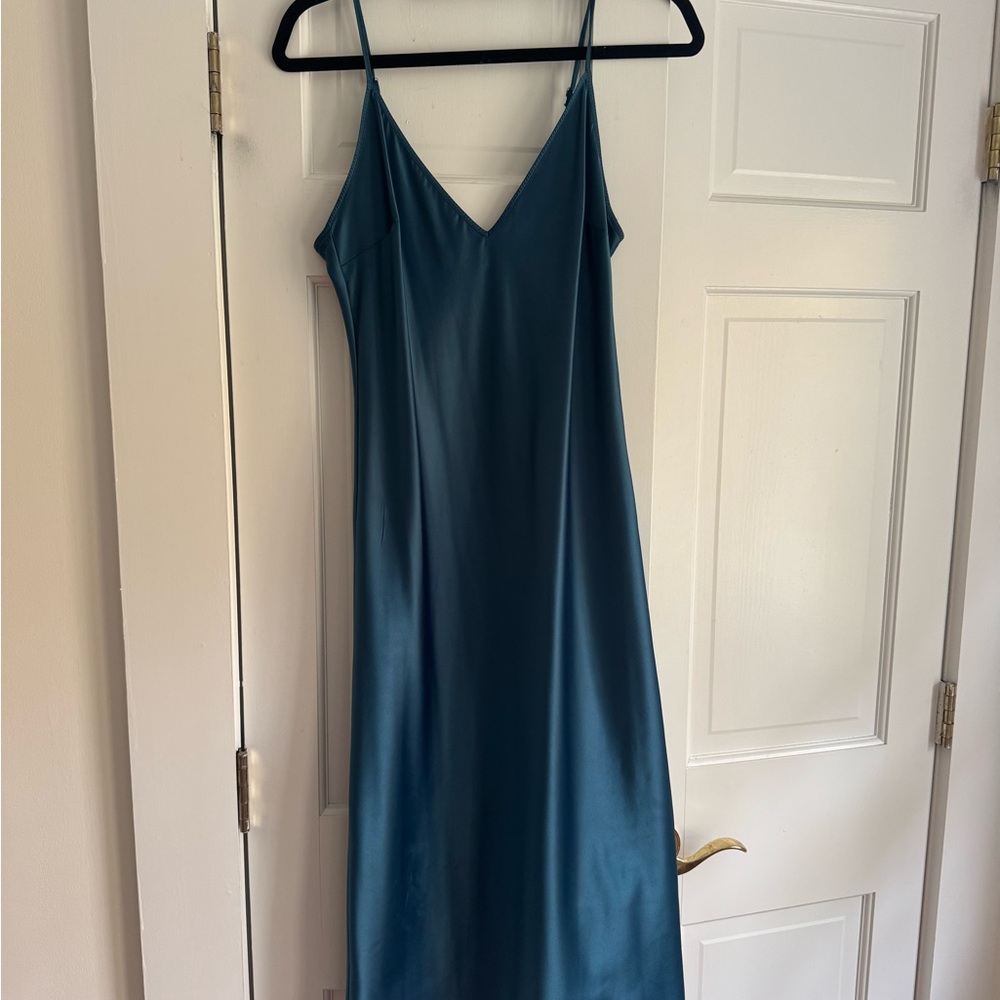 Zara Deep Blue V-Neck Dress